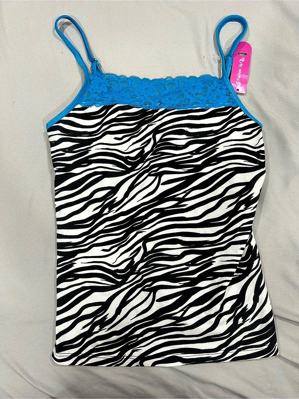 Pucker Up! Zebra Print Lace Trim Camisole Size Medium NWT